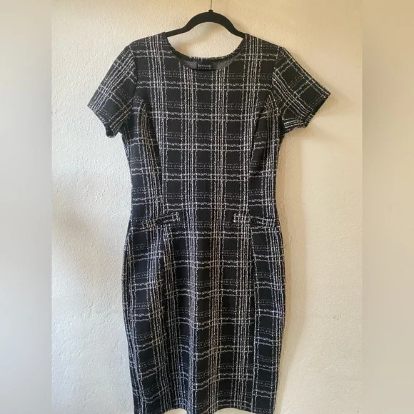 enfocus women's dresses Shift Dress Size 12 Large Stretch Paisley Geometric Stretch Enfocus Women's pink and black